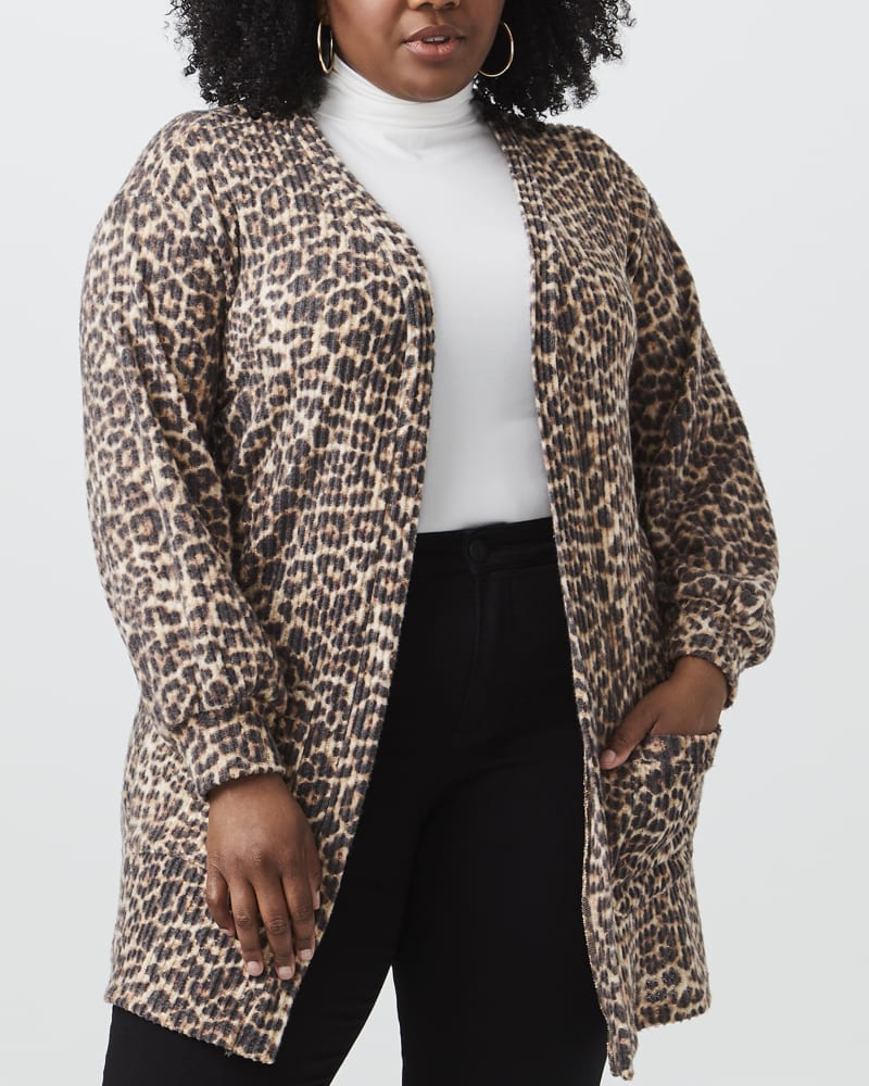 Front of plus size Odelia Balloon-Sleeve Cardigan by Socialite | Dia&Co | dia_product_style_image_id:150213